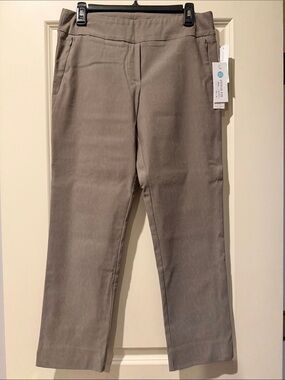 Margaret M Taupe Cropped Ponte Pull-On Pants